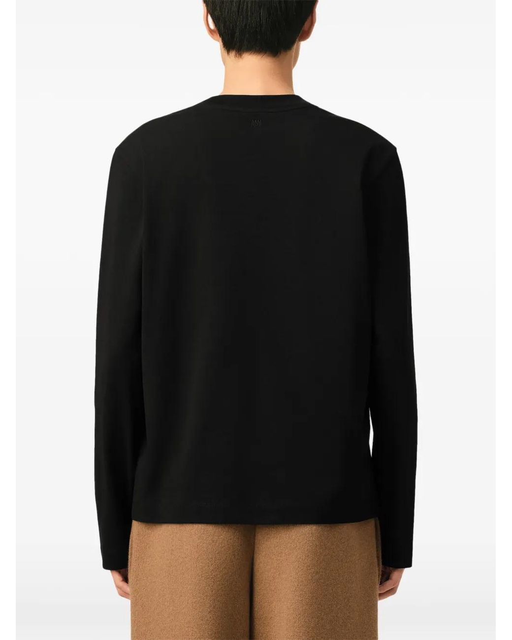 T-Shirt Ami De Cœur À Manches Longues En Coton Bio AMI pour homme en coloris Black