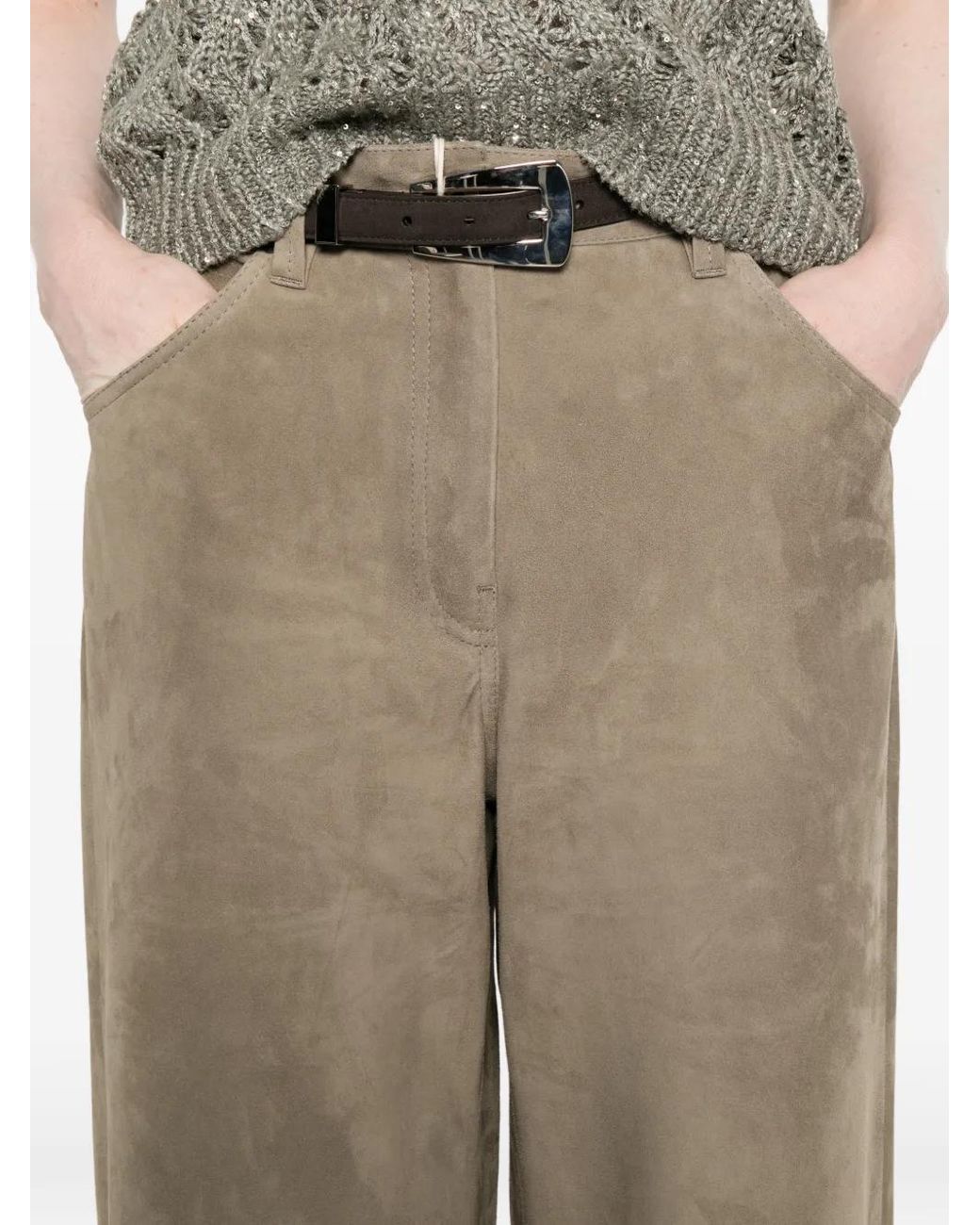 Brunello Cucinelli Natural Leather Trousers