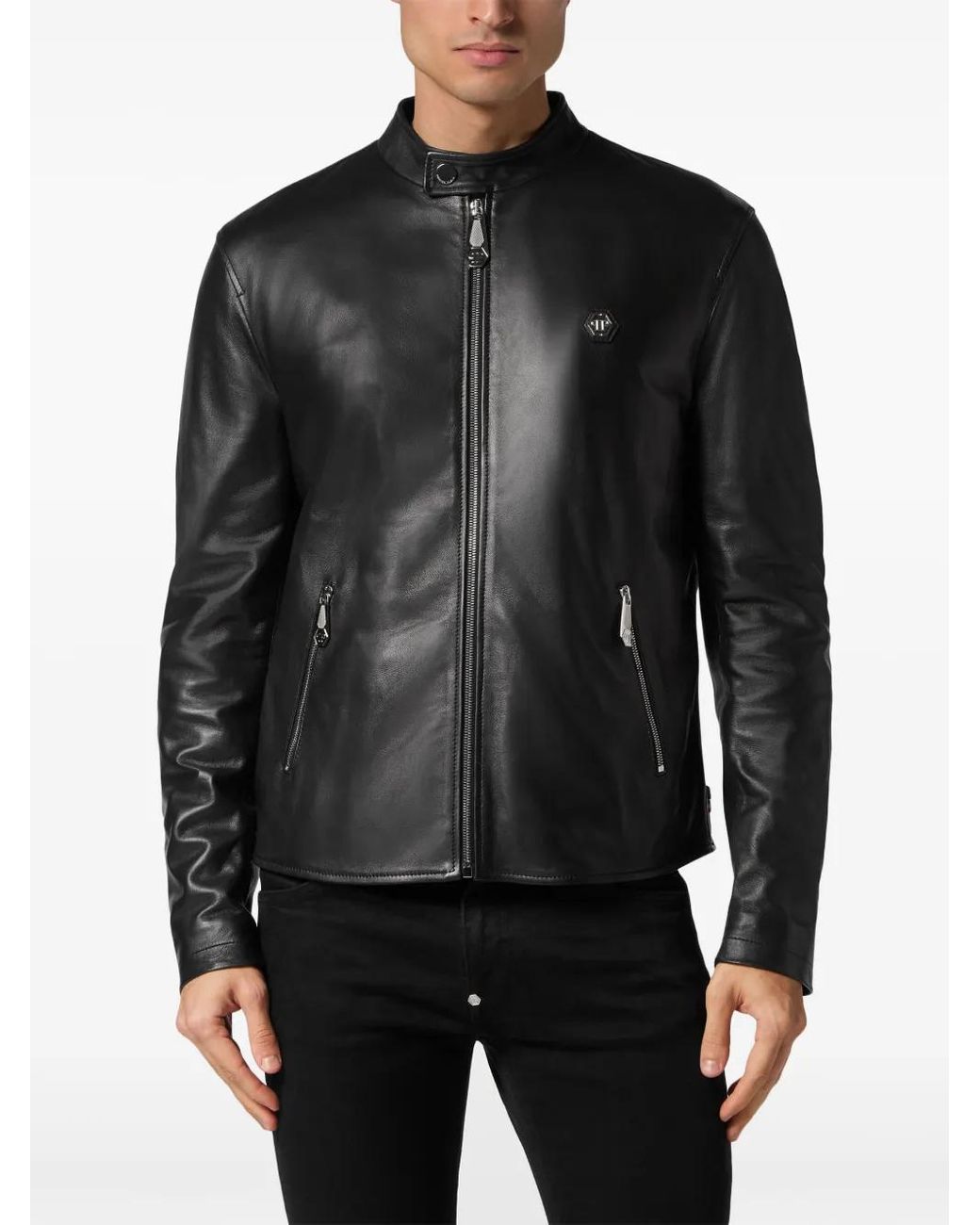 Philipp Plein Leather Jacket in Black for Men | Lyst Philipp Plein Leather Jacket in Black for Men | Lyst