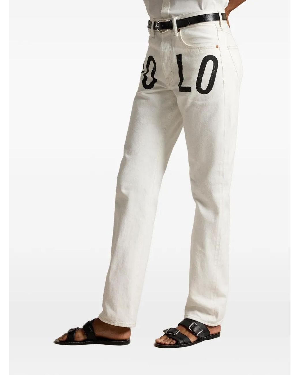 Polo Ralph Lauren White Straight Print Trousers