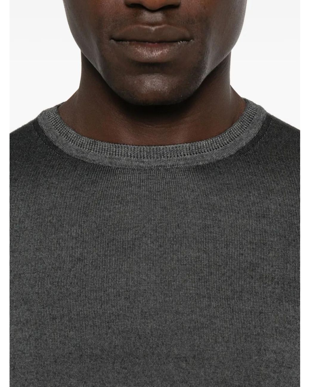 Daniele Fiesoli Gray Crew-Neck Wool Sweater for men