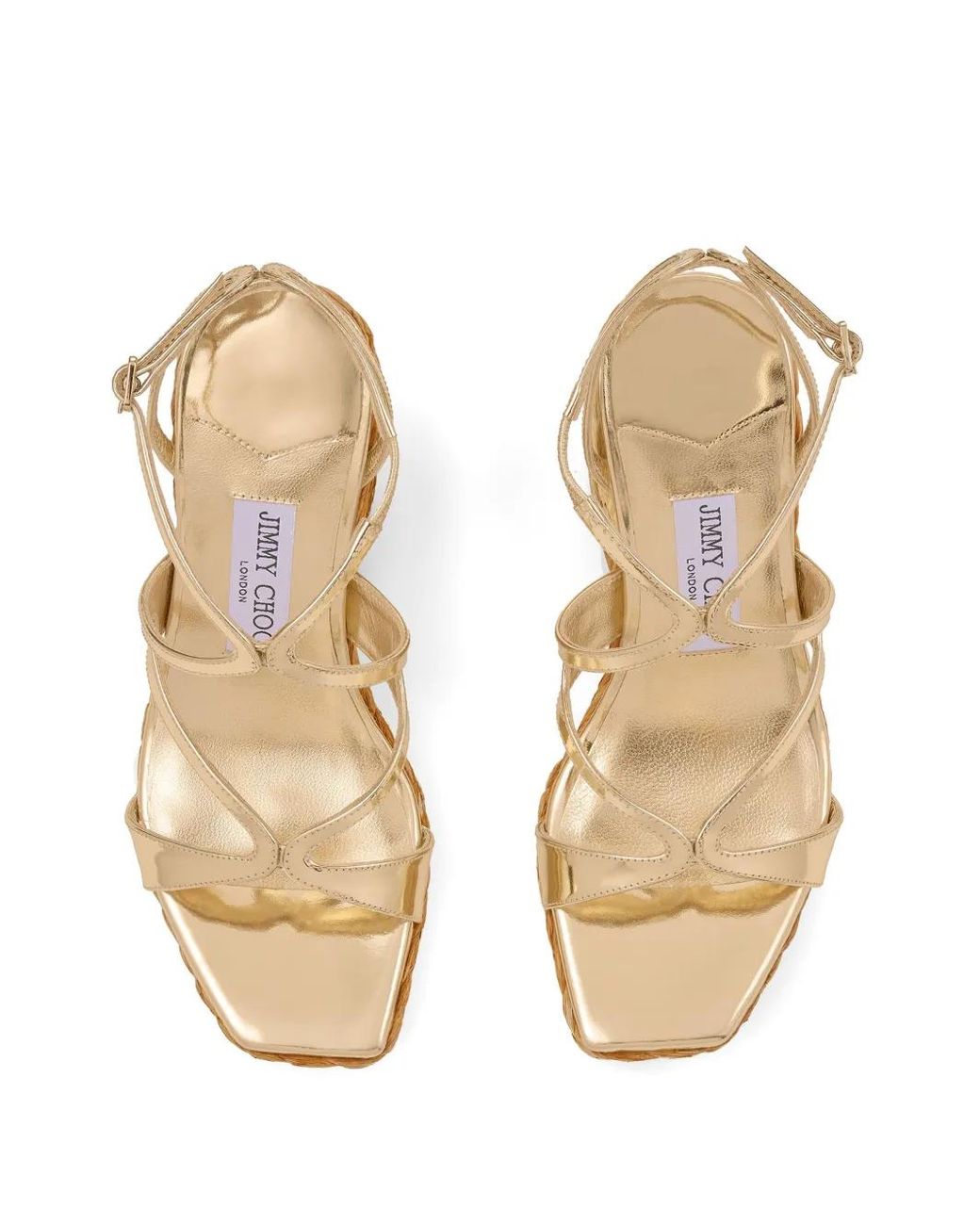 Jimmy Choo Metallic Ayla Raffia Wedged Sandals