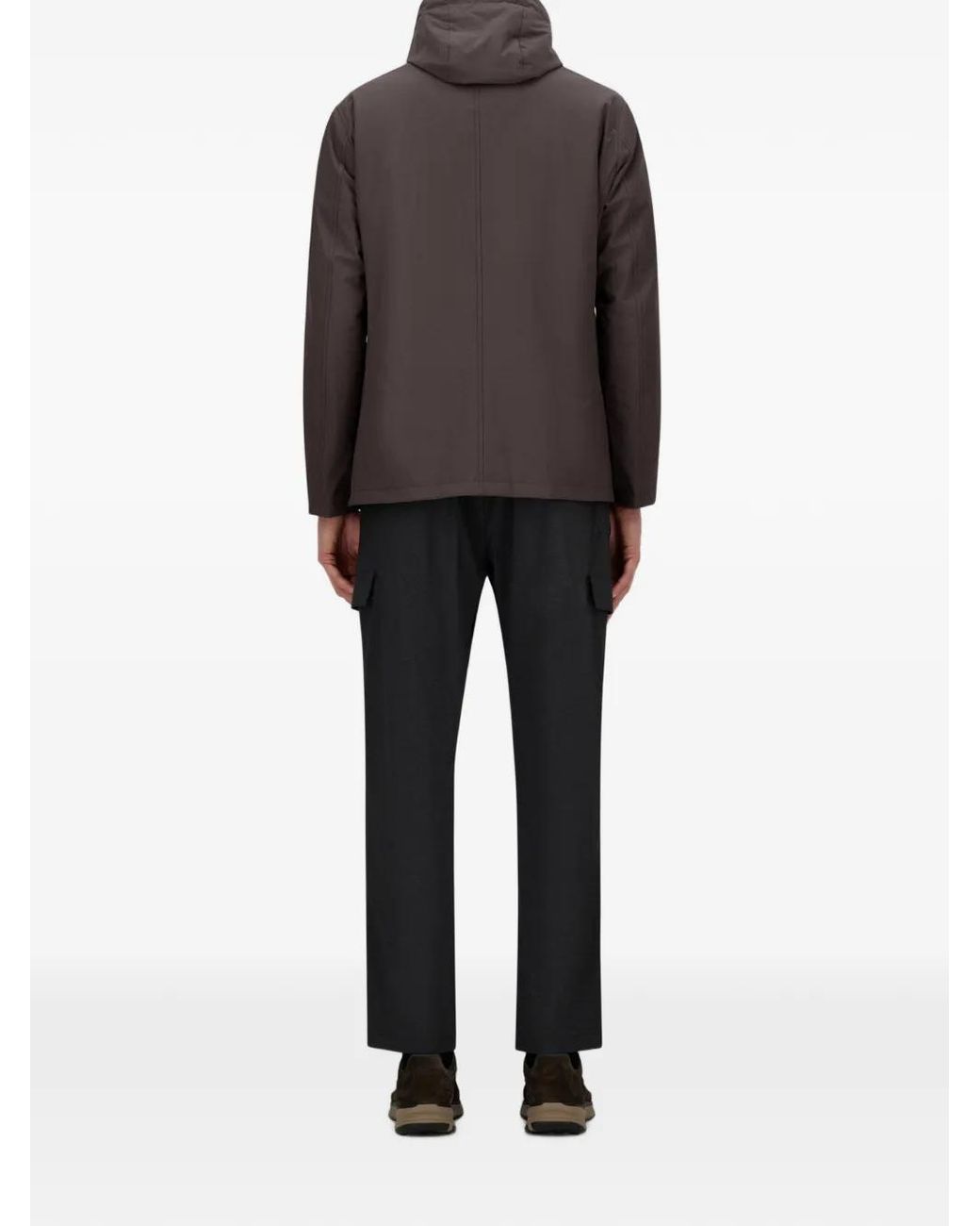 Herno Brown Hooded Single-Breasted Blazer for men