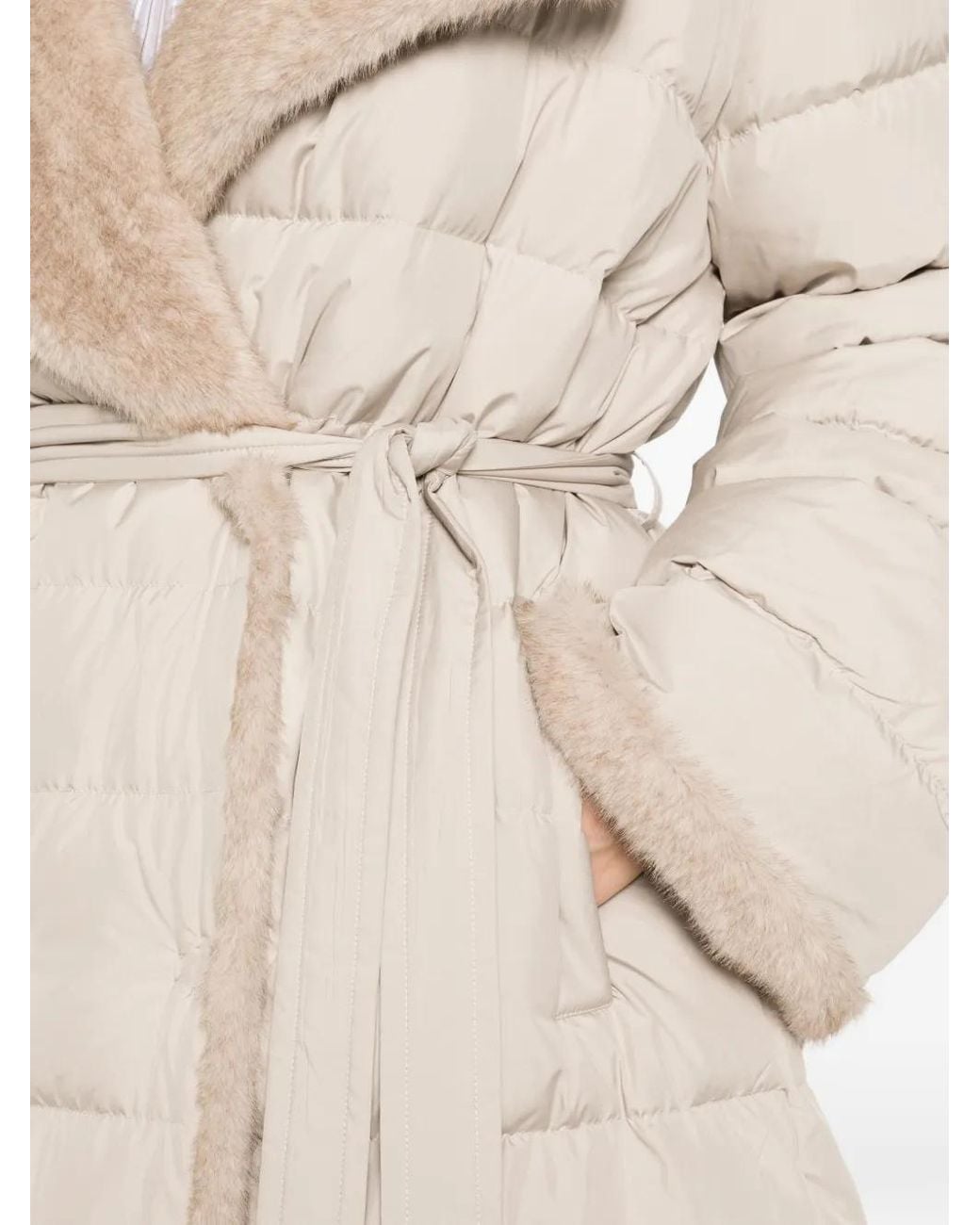 Antonelli Natural Fur-Trim Quilted Coat