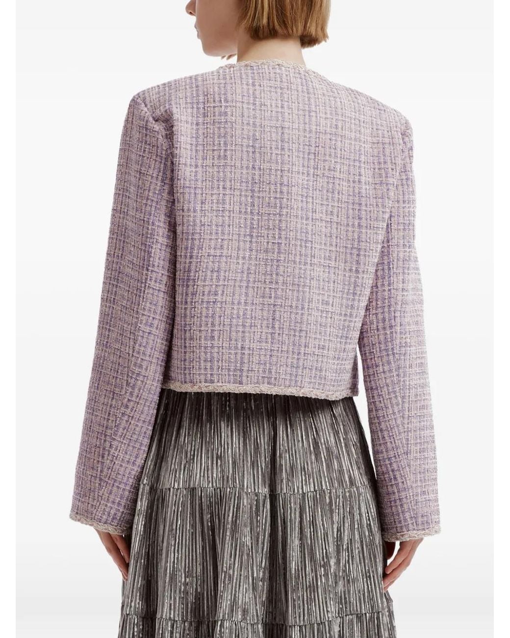 B+ AB Purple Tweed-Effect Button-Up Jacket