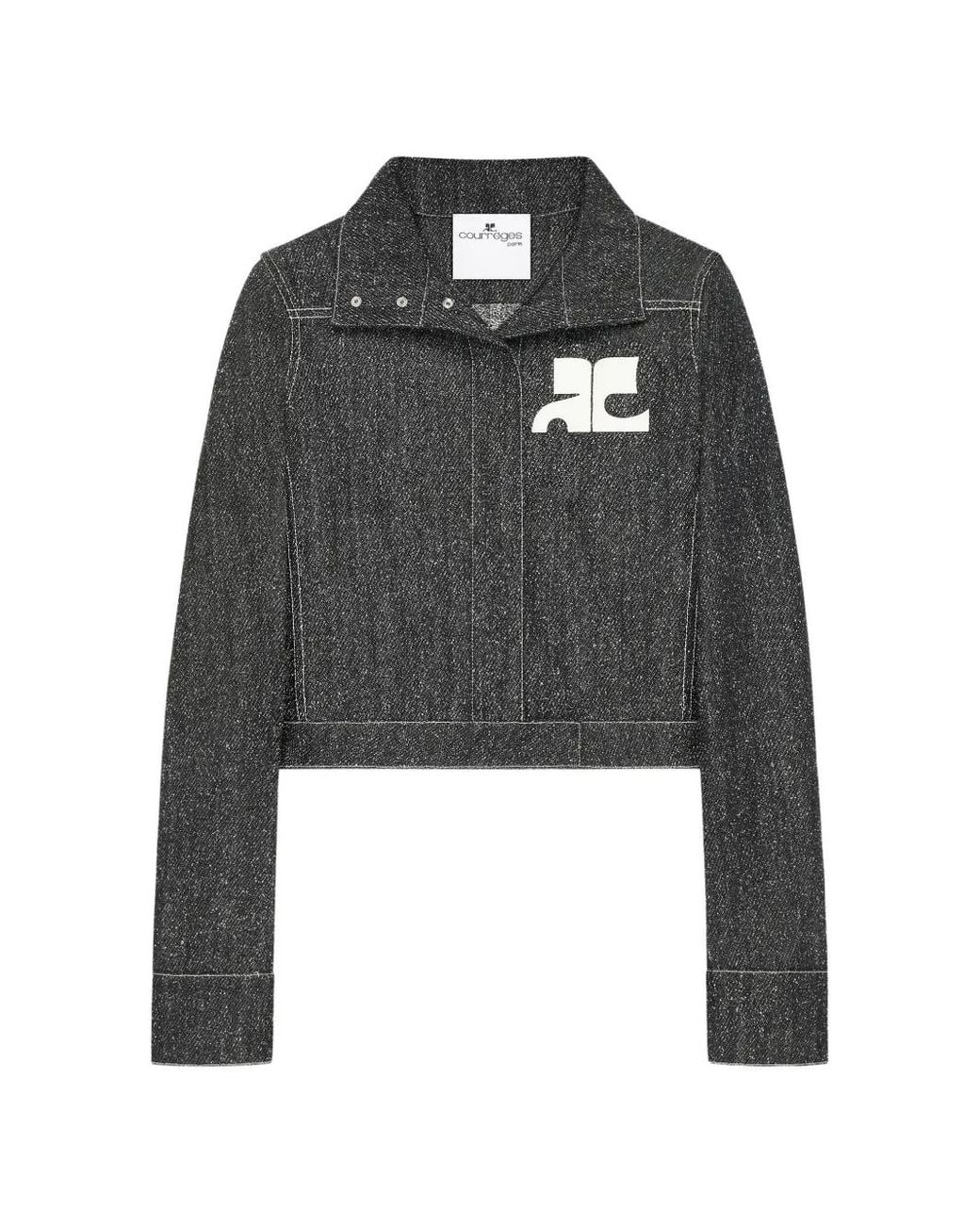 Courreges Black Logo-Patch Denim Jacket