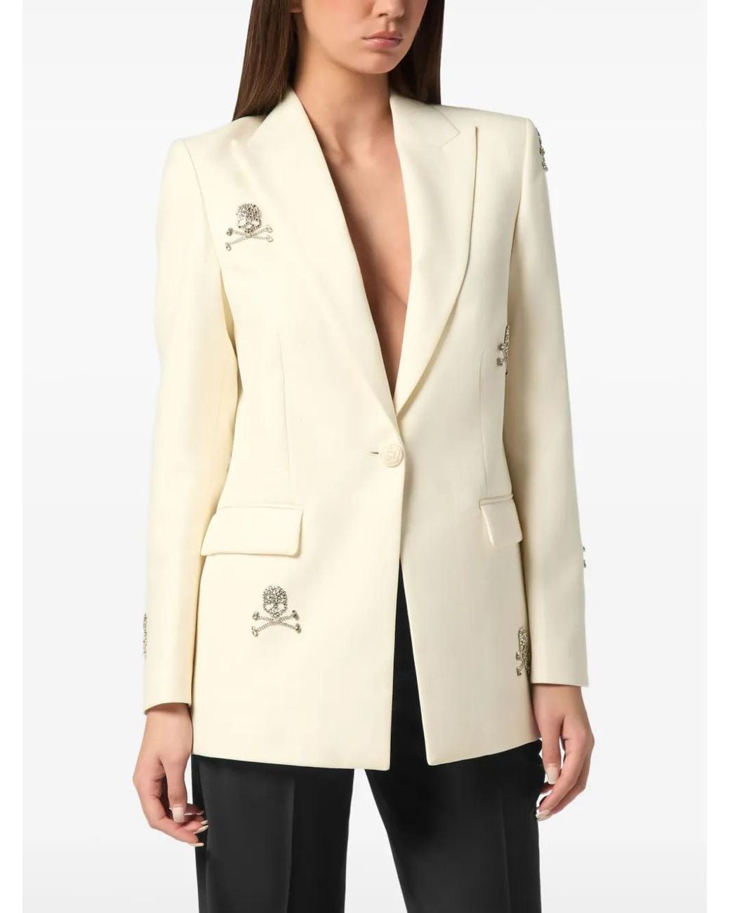 Philipp Plein Natural Skull Strass Blazer