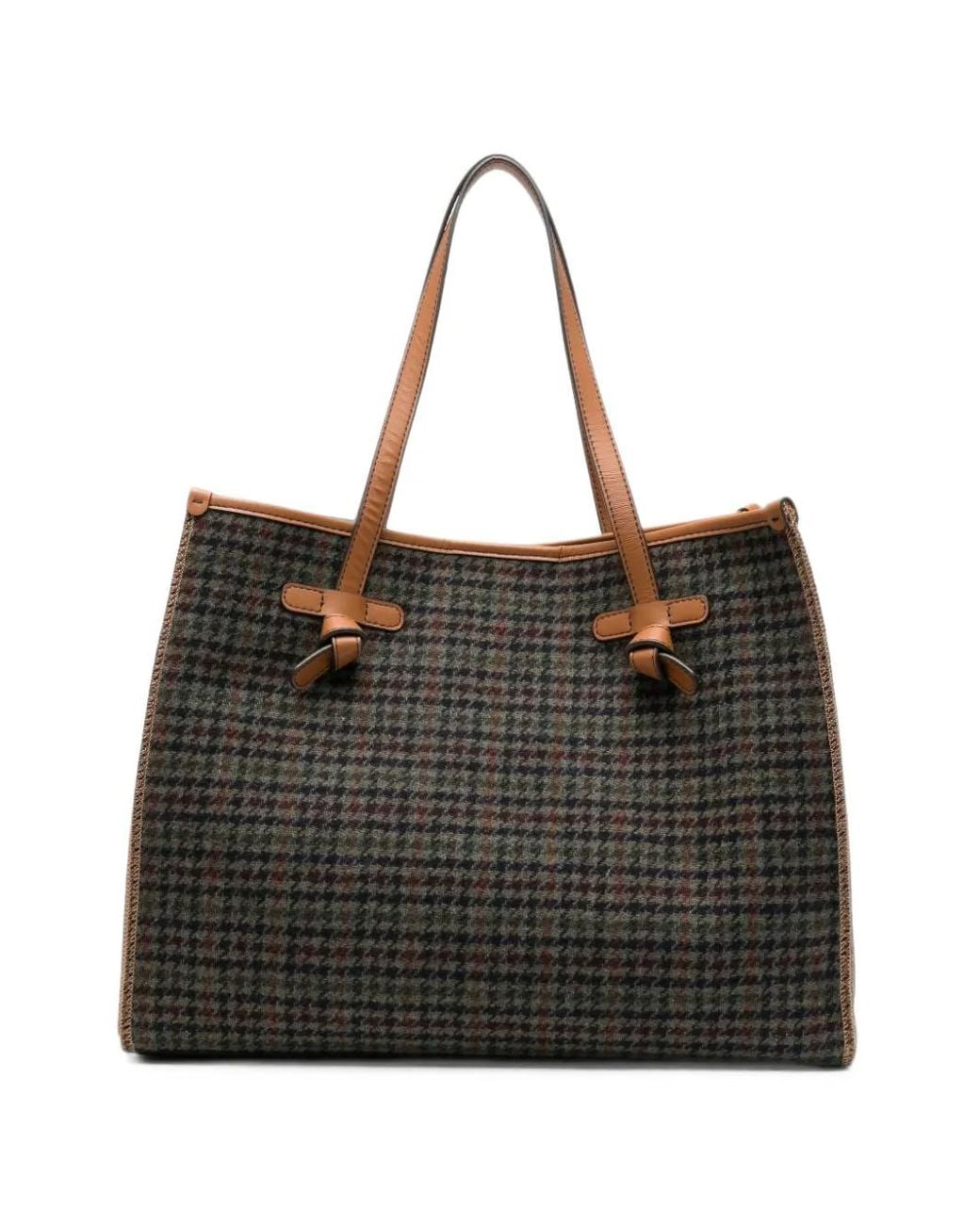 Gianni Chiarini Black Large Marcella Houndstooth-Pattern Tote Bag