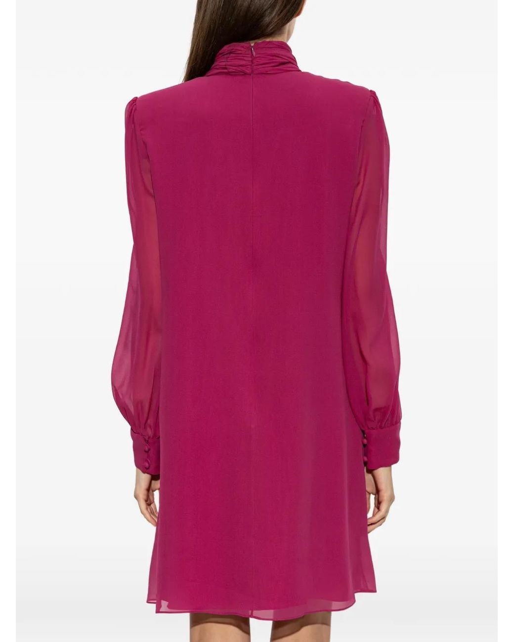 Valentino Garavani Pink Draped-Panel Long-Sleeve Mini Dress