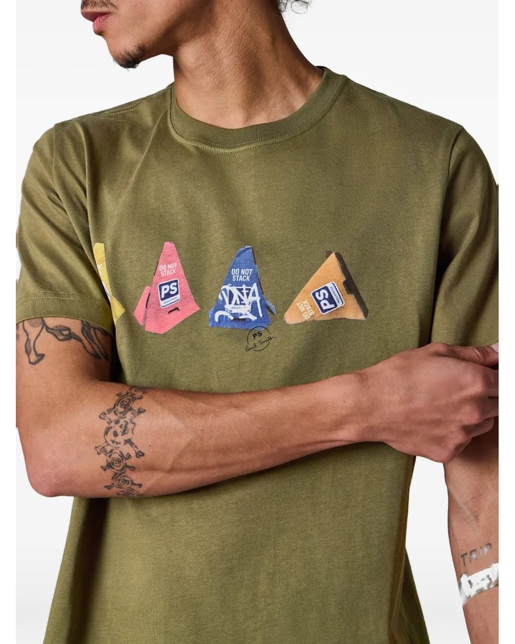 Paul Smith Green Cones' Print T-Shirt for men