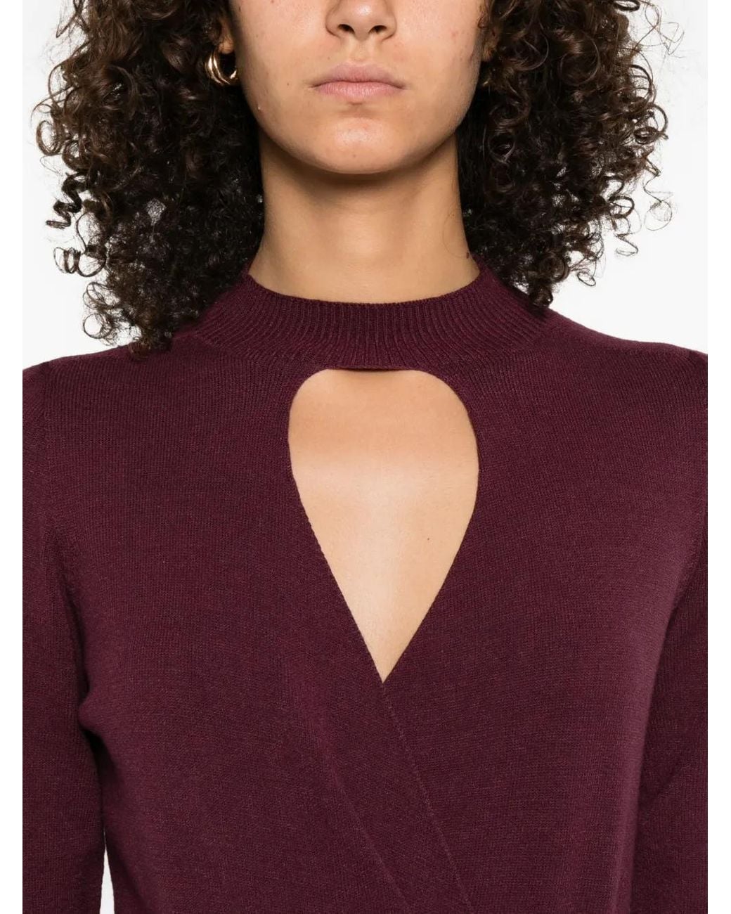 Twinset Purple Keyhole-Neck Sweater