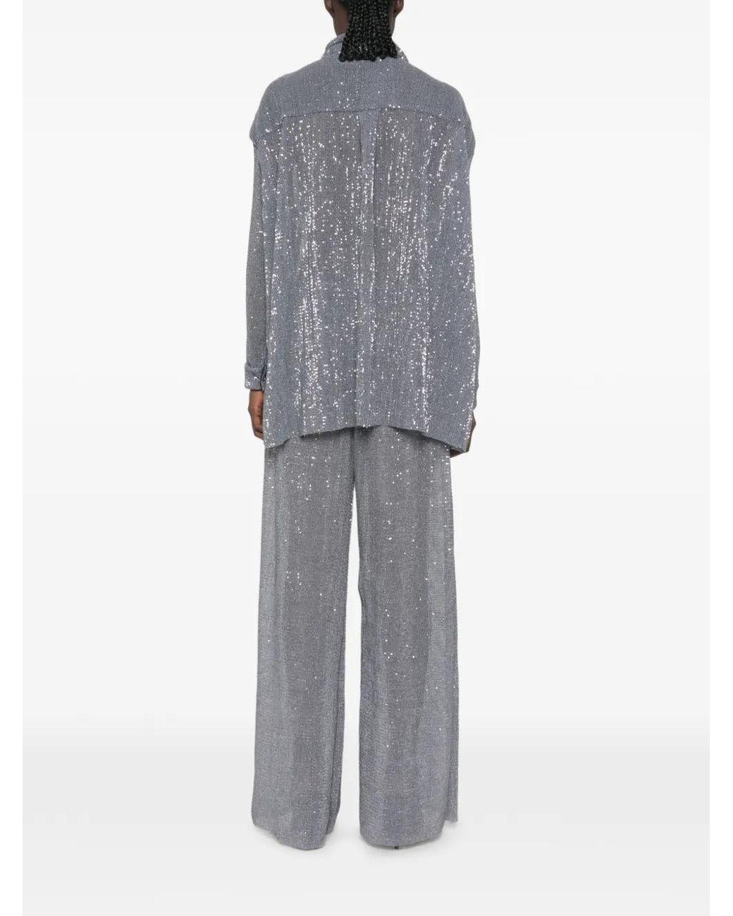 L'idée Blue La Musique Sequin-Embellished Shirt