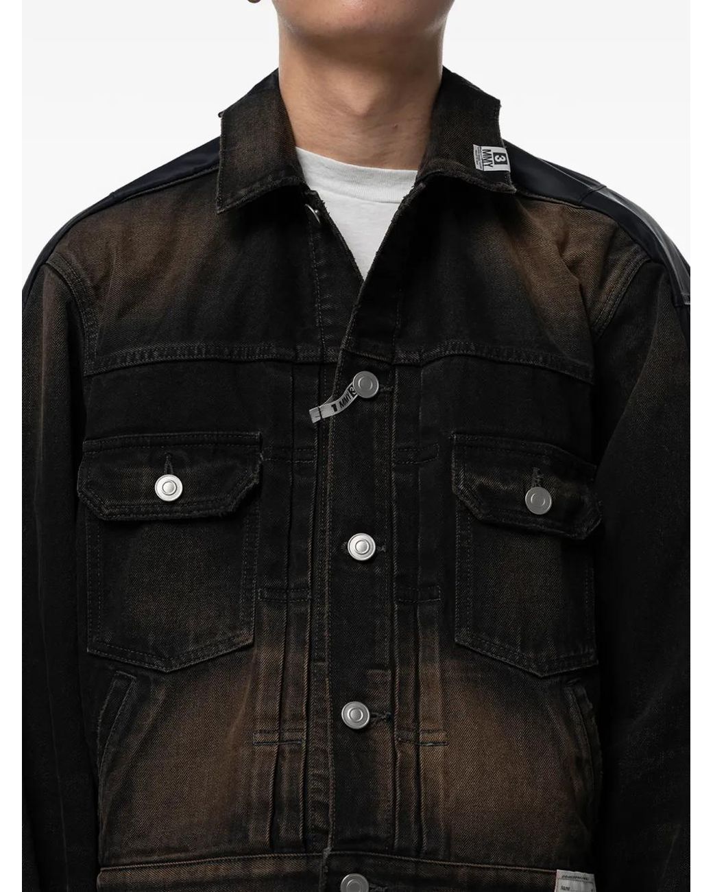 Maison Mihara Yasuhiro Black Panelled Denim Jacket for men