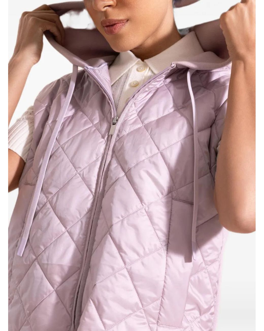 Chaleco Acolchado Con Capucha Max Mara de color Pink