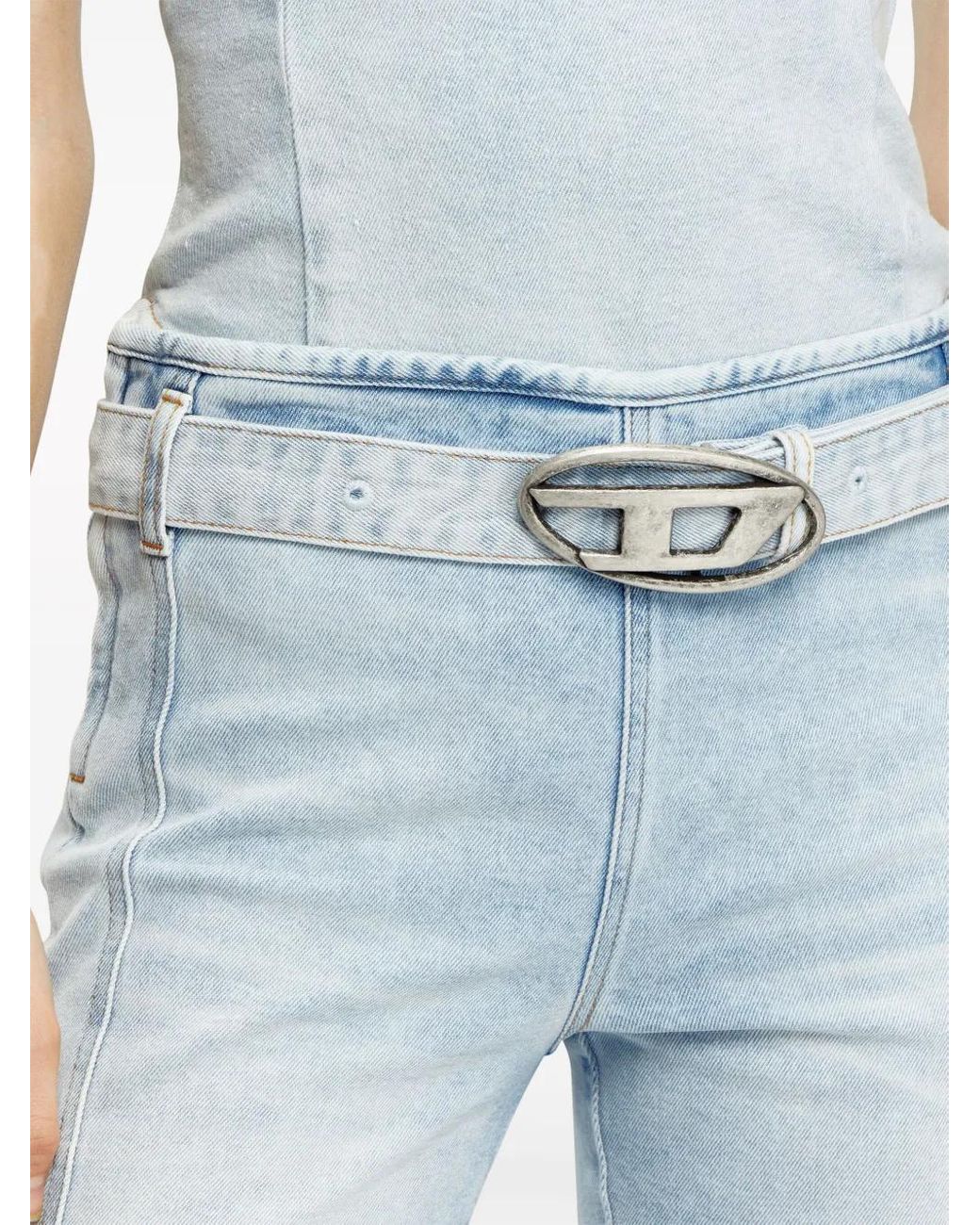 DIESEL Blue De-Ginny-S Cycling Shorts With Logo Buckle