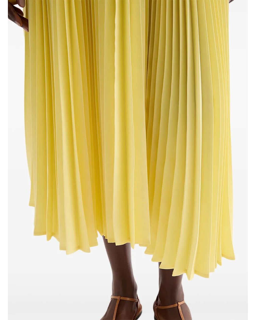 Jil Sander Yellow Technical Twill Pleated Skirt
