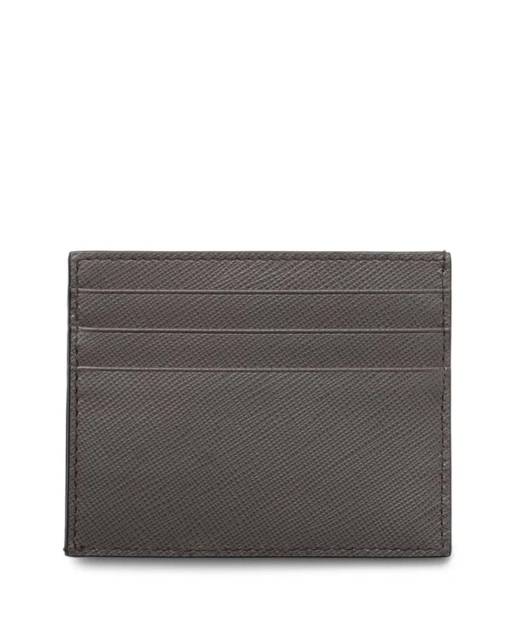 Prada Gray Textured Card Holder for men