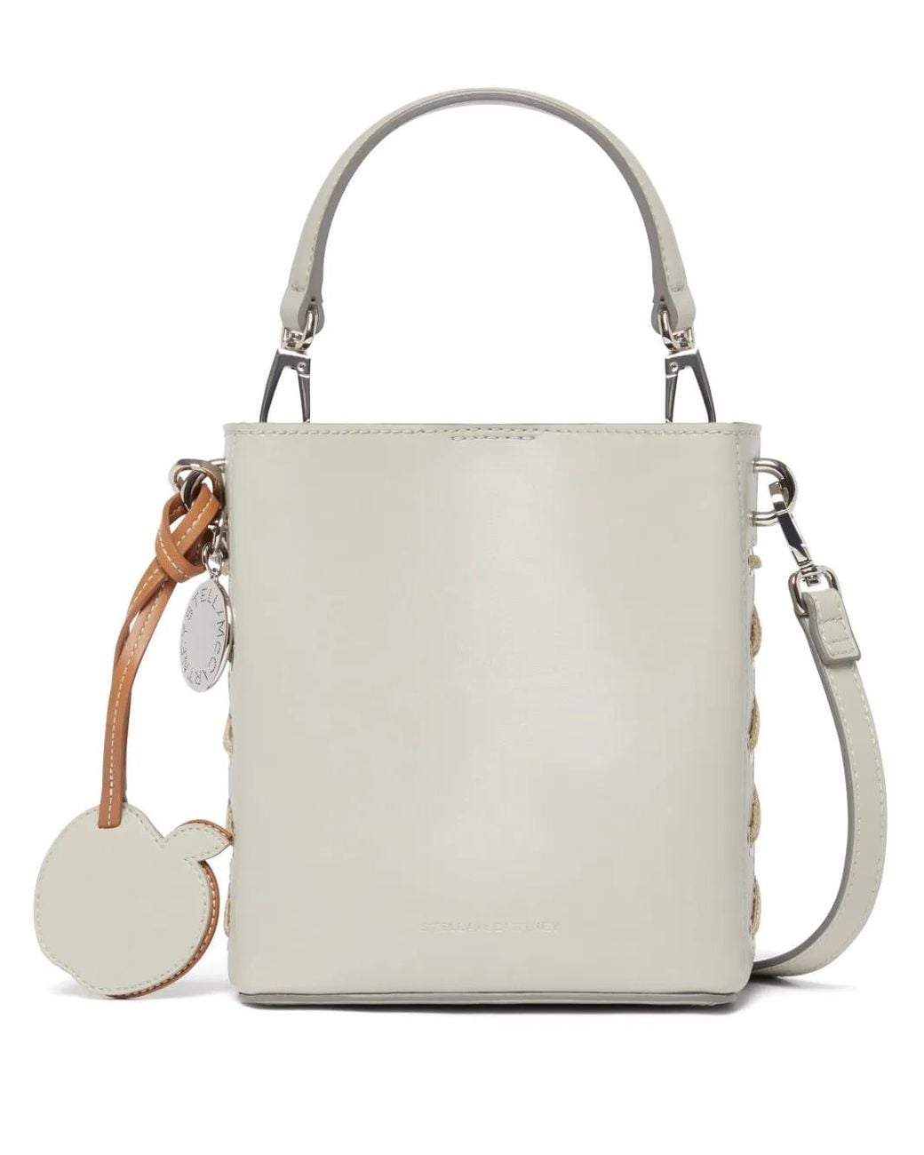 Stella McCartney White Frayme Faux-Leather Bucket Bag