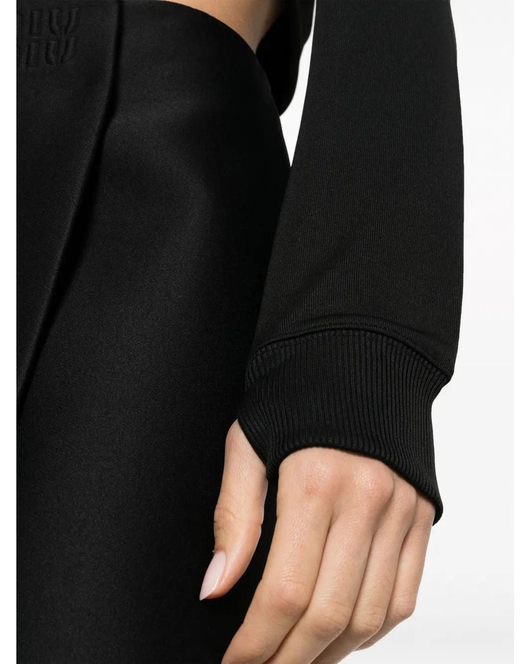 Courreges Black Logo-Patch Cropped Zipped Hoodie