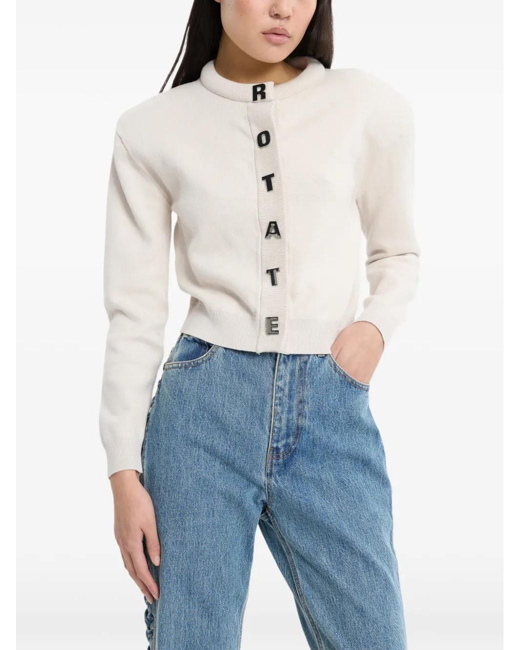 ROTATE BIRGER CHRISTENSEN White Cardigan With Logo