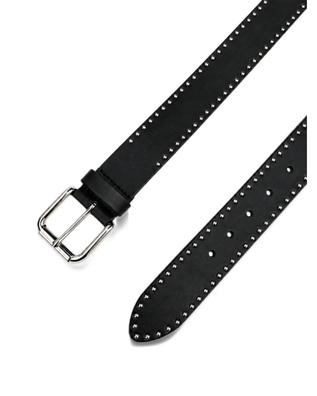 Andersons White Stud-Embellished Leather Belt for men