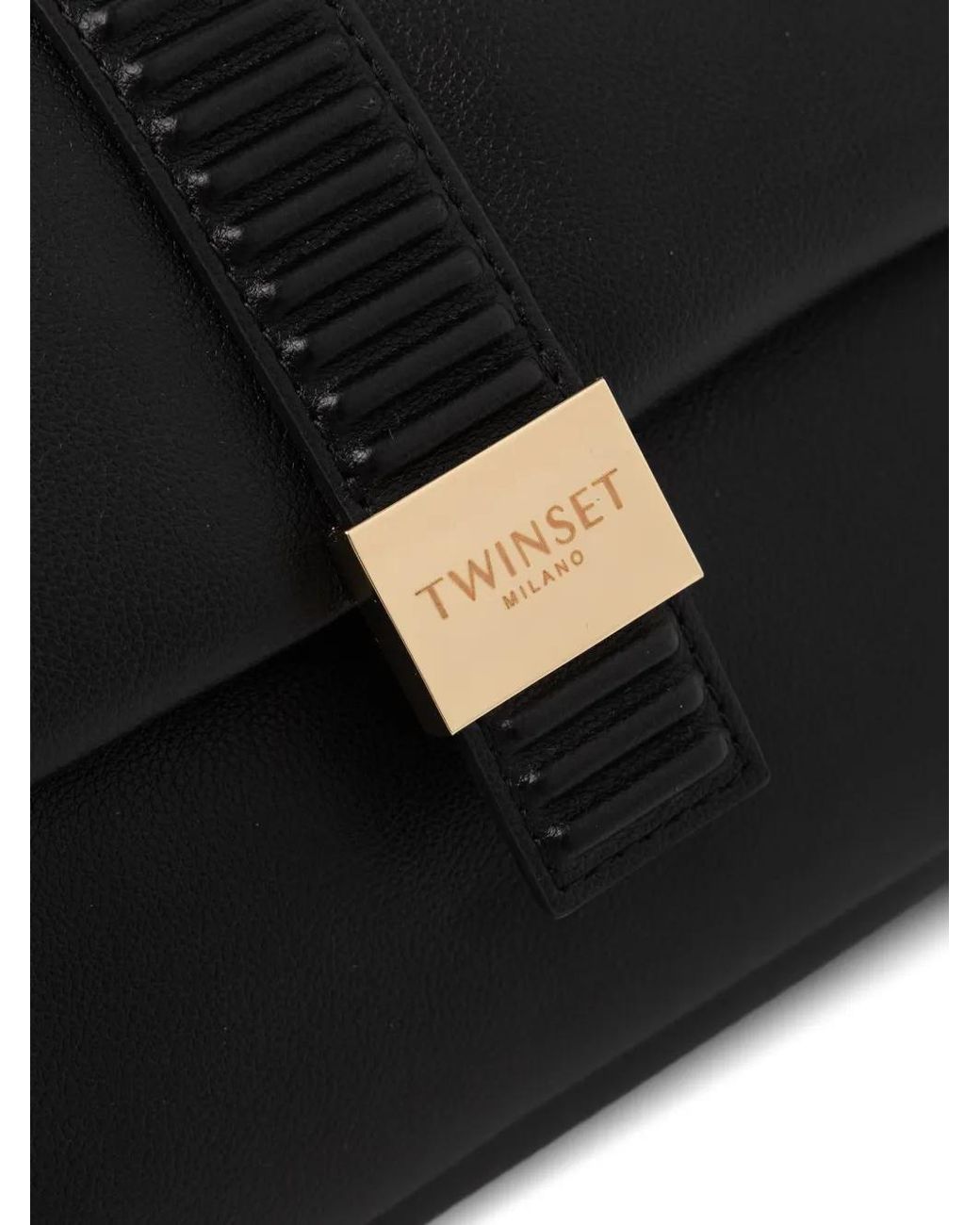 Twinset Black Sac Porté Épaule À Plaque Logo