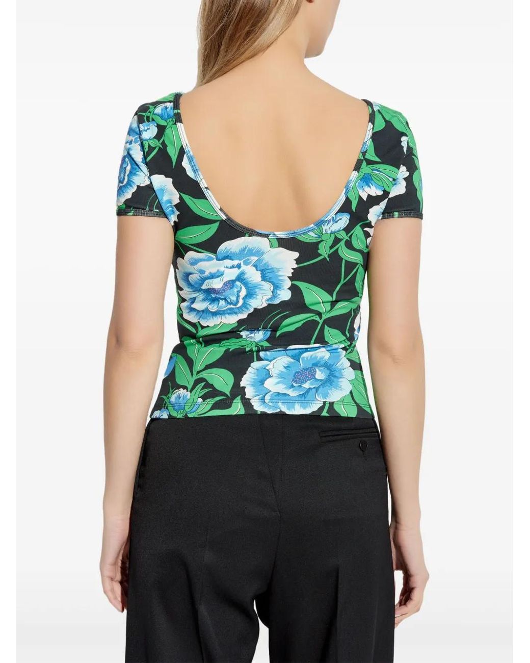 KENZO Green Floral-Print T-Shirt