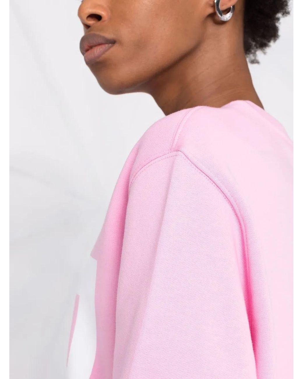 MSGM Pink Crew Neck Logo-Print Sweatshirt