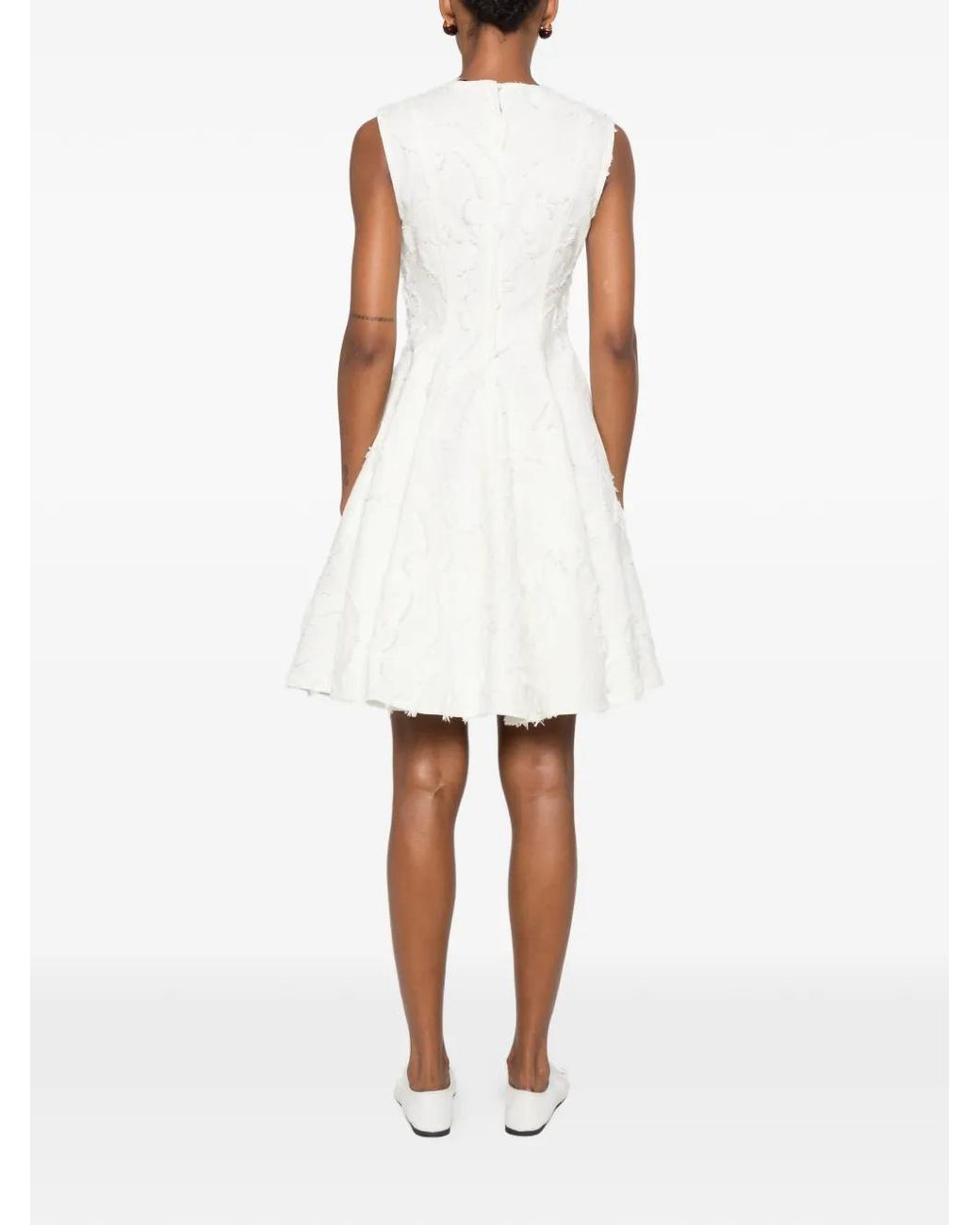 Erdem White Crew-Neck Mini Dress