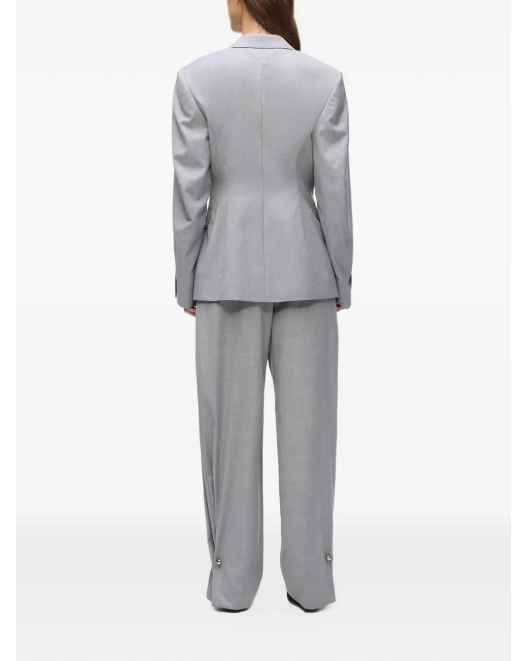 Karl Lagerfeld Gray Pierced-Detail Tailored Trousers