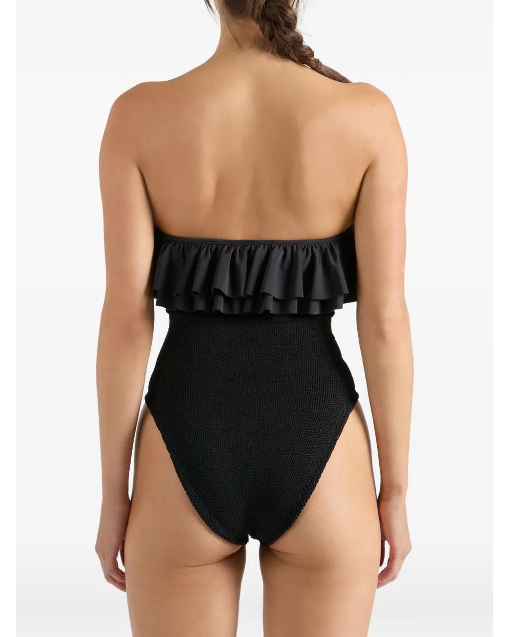 Hunza G Black Eloise Ruffled Swimsuit