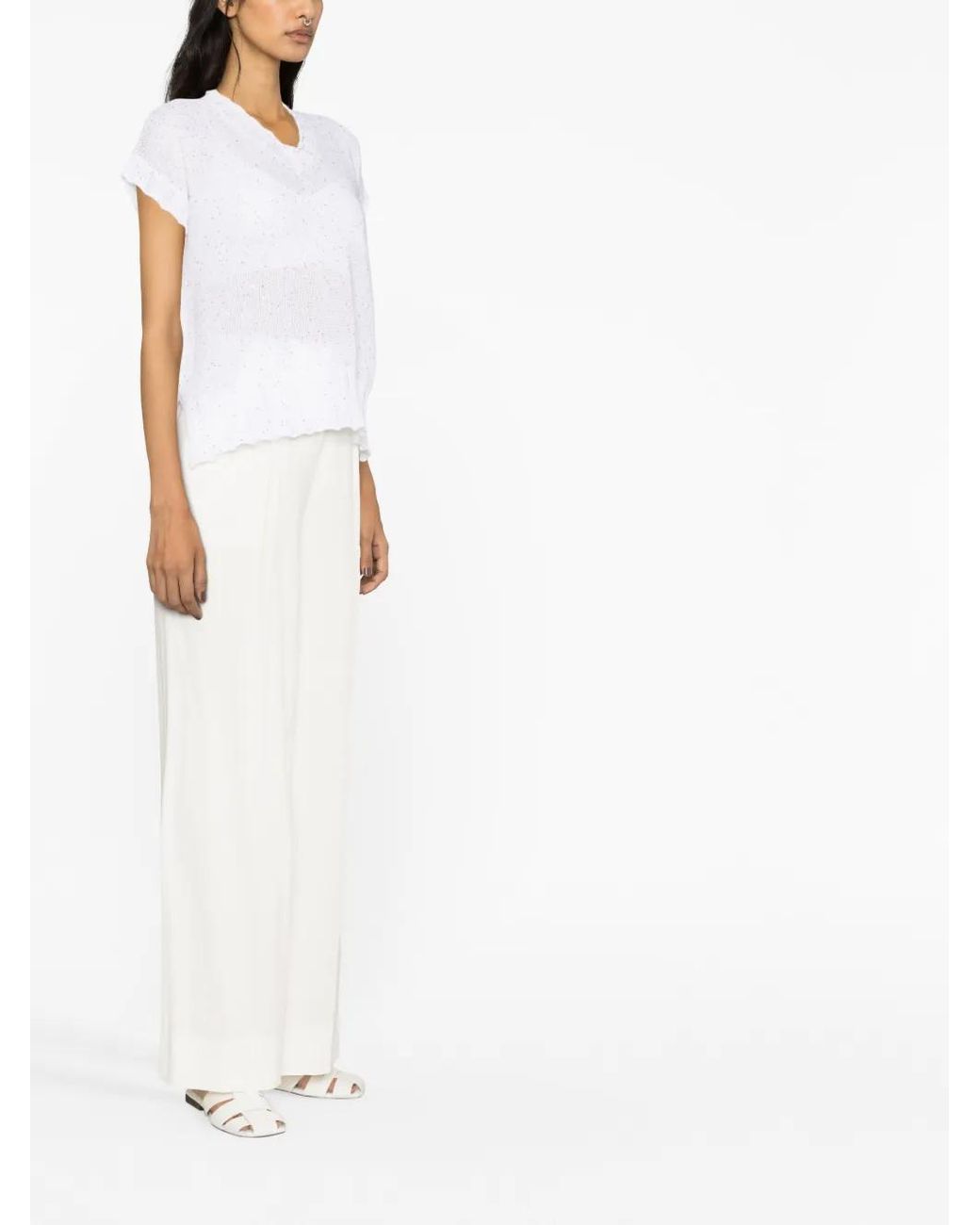 Lorena Antoniazzi White Wide-Leg Straight Trousers