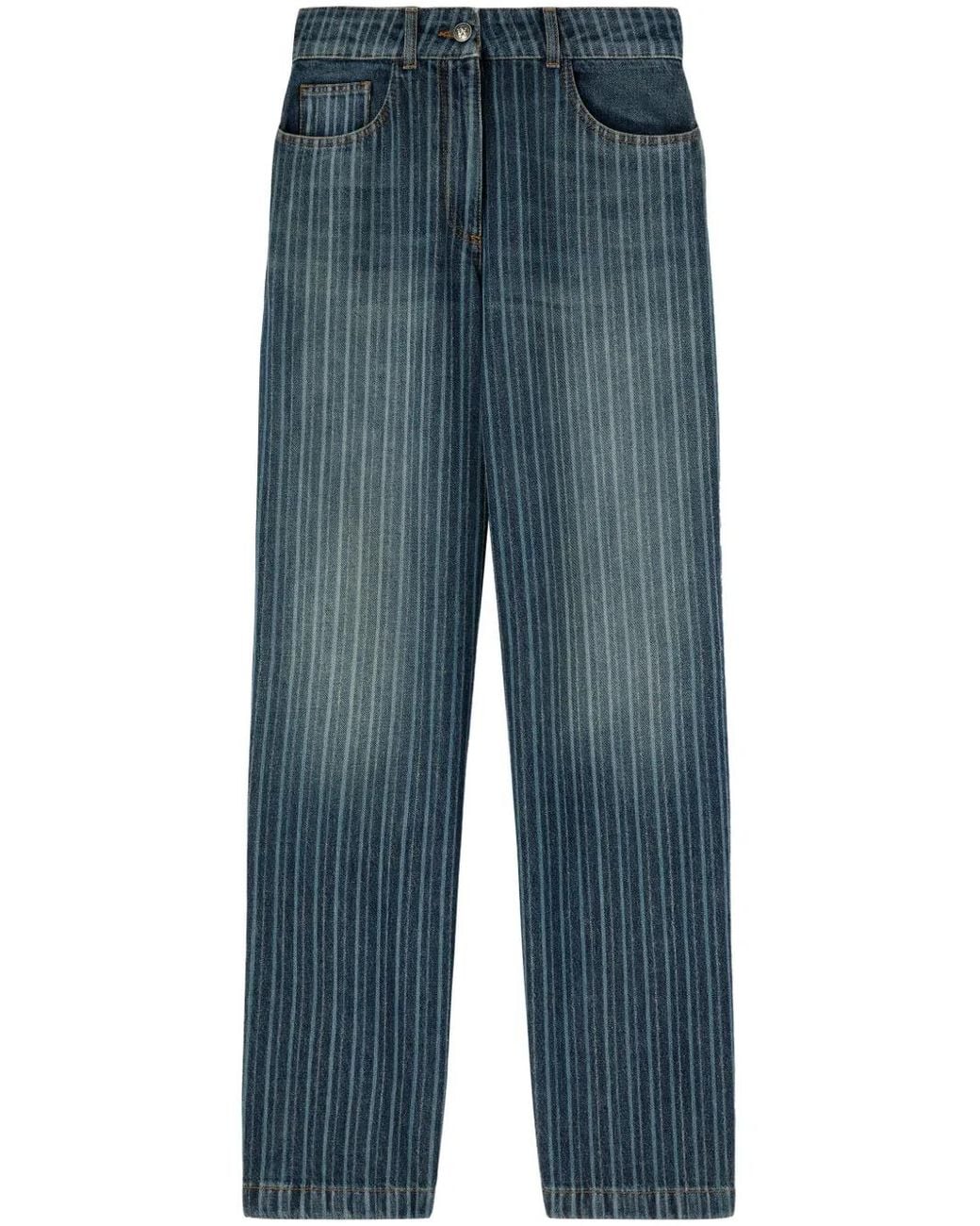 Palm Angels Blue Pinstriped Jeans