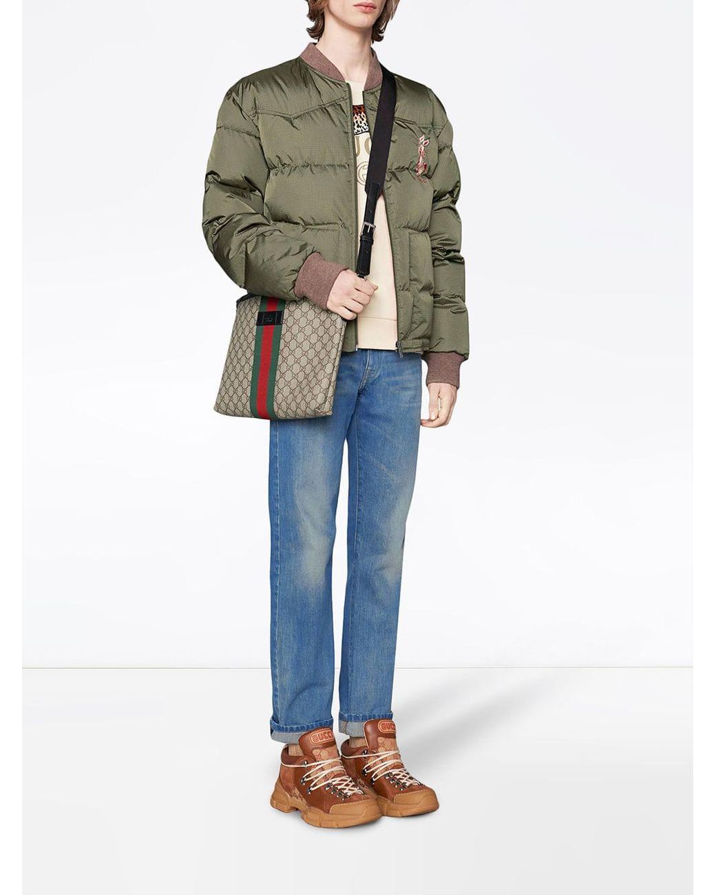 gucci logo sweatshirt with leopard