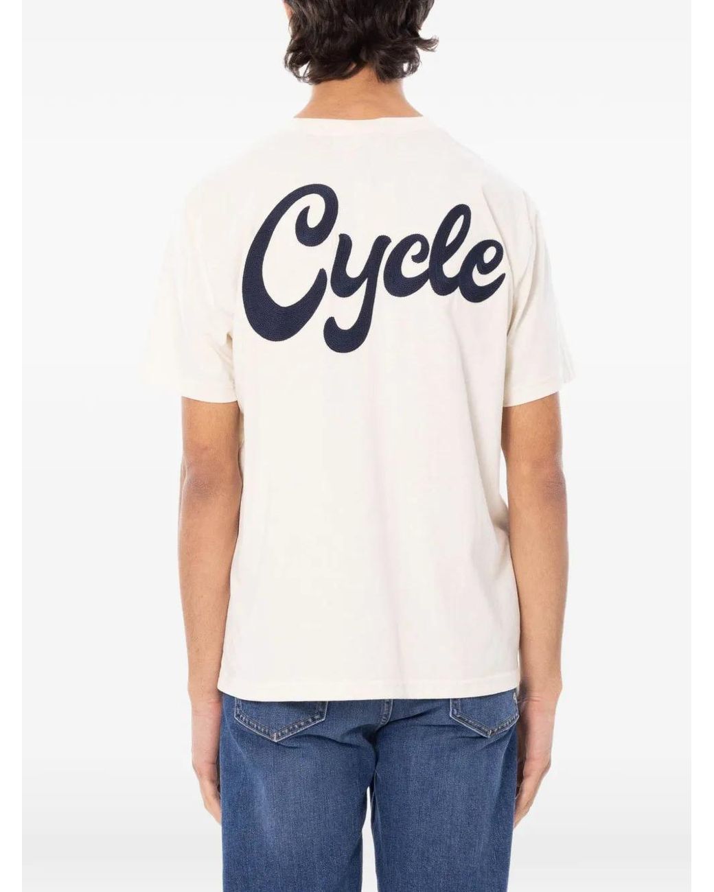 CYCLE White T-Shirt Ample À Logo for men