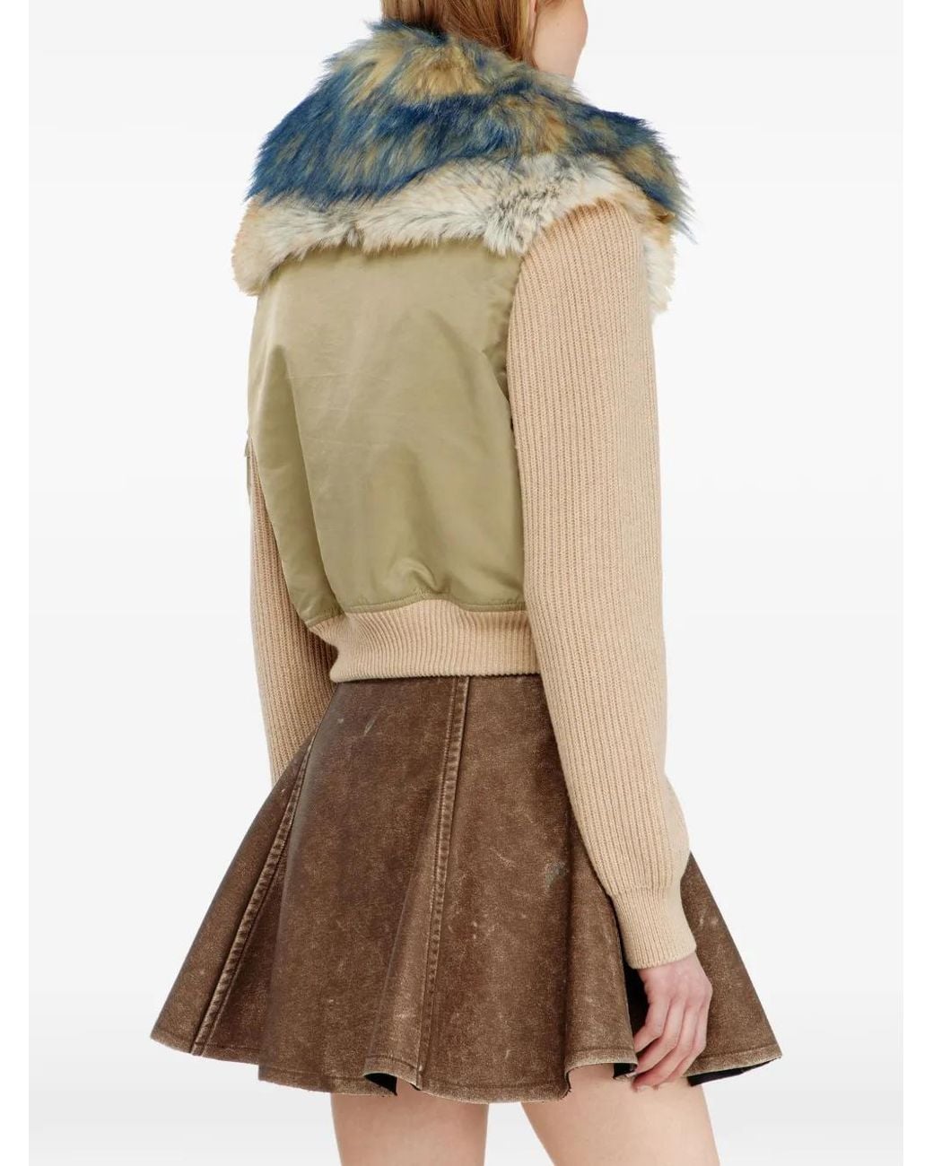 DIESEL Blue Blouson Bomber Avec Bordures En Maille Côtes Et Peluche