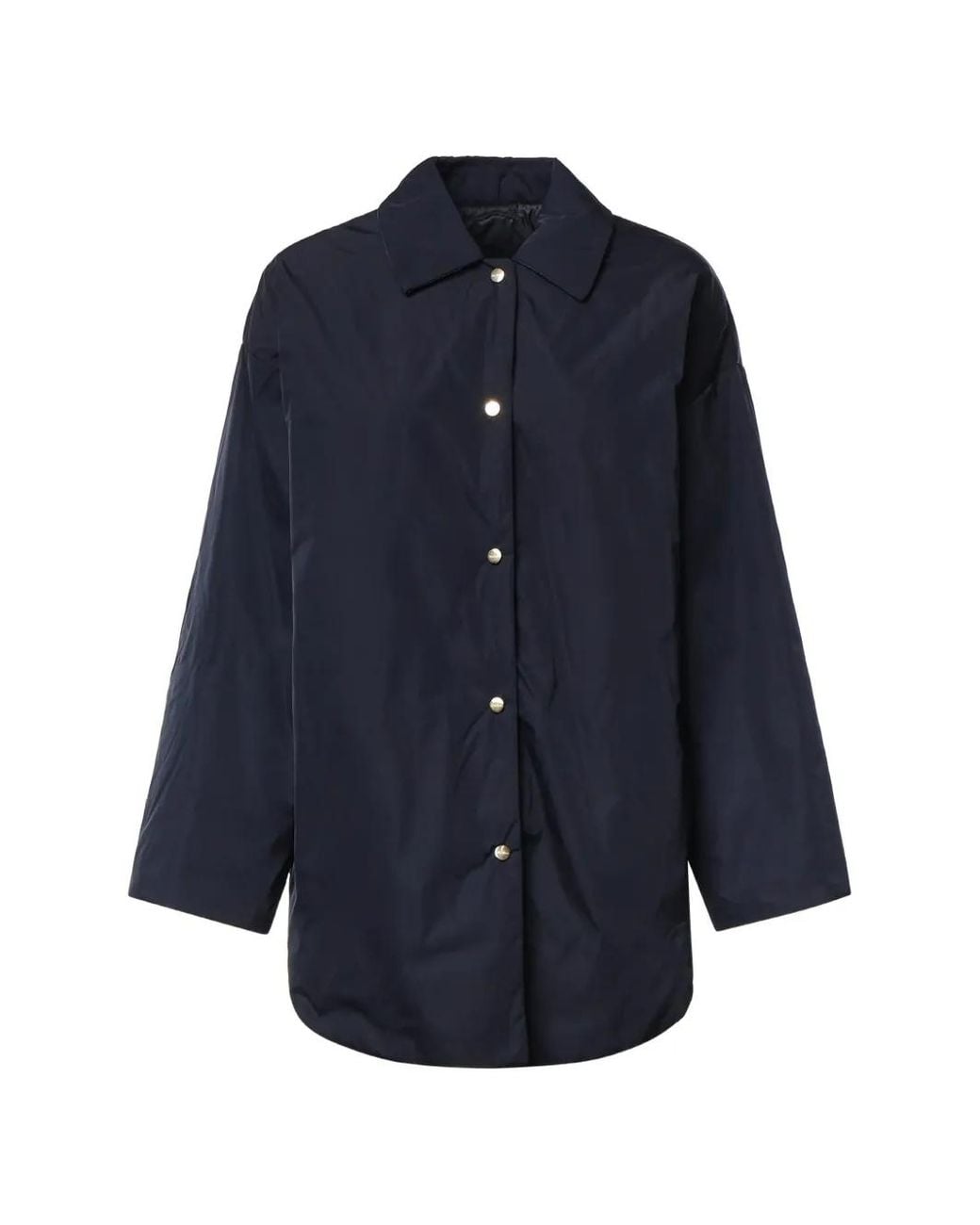 Max Mara Blue Collared Press-Stud Coat
