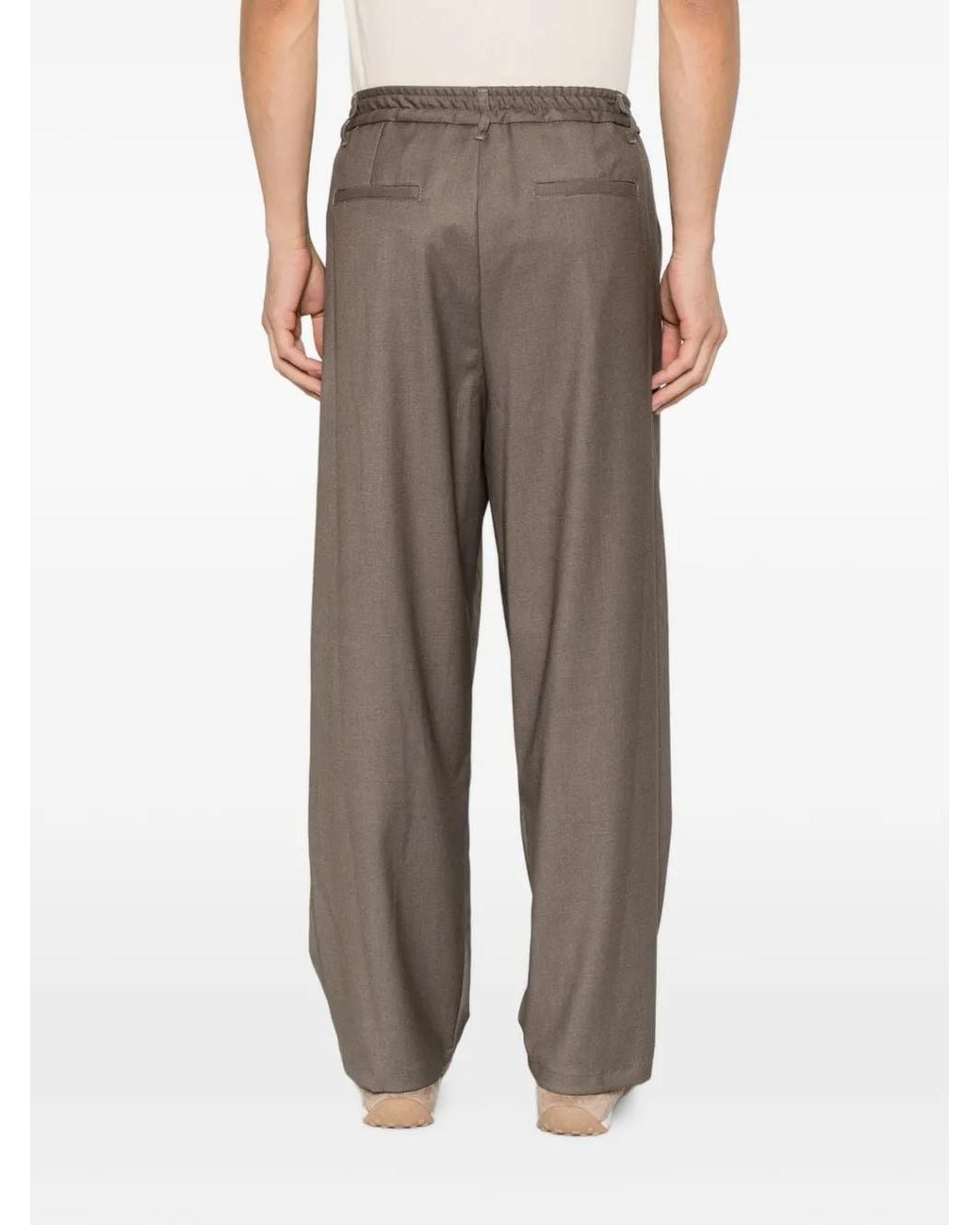 Imperial Gray Pleated-Waistband Trousers for men