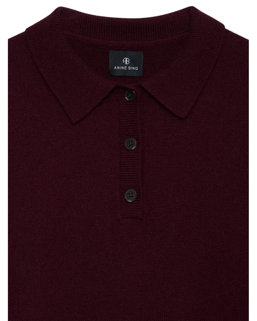 Anine Bing Purple Lee Polo Sweater
