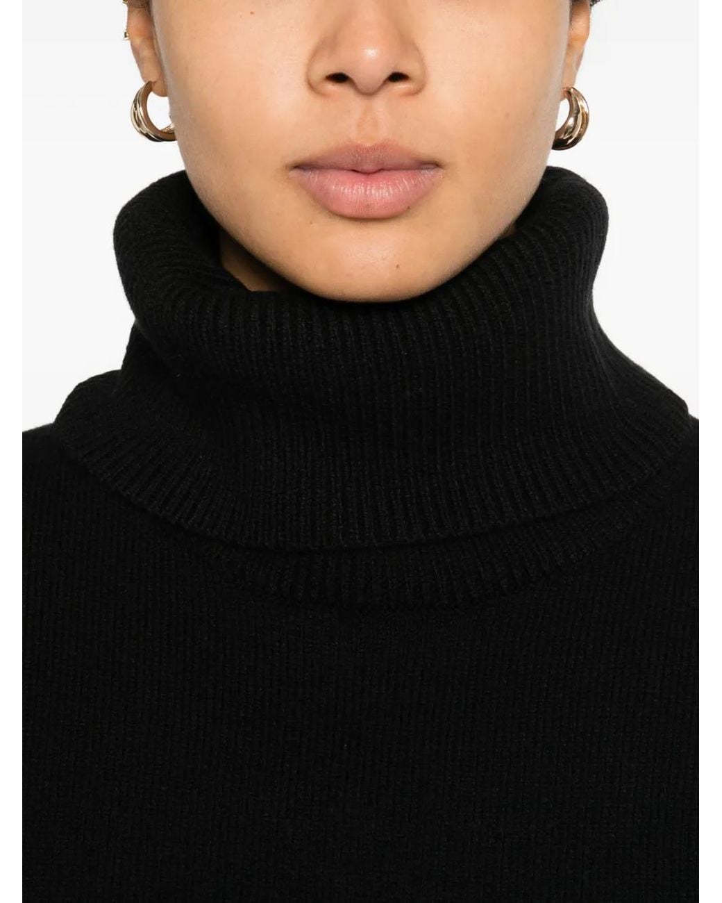 Totême Black Double-Knit Turtleneck