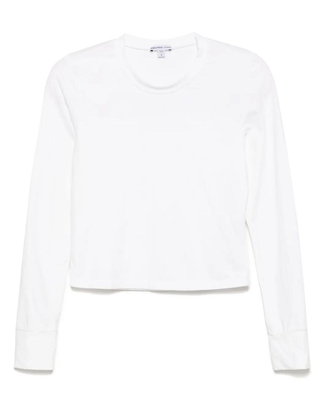 James Perse White Cropped Long-Sleeved T-Shirt