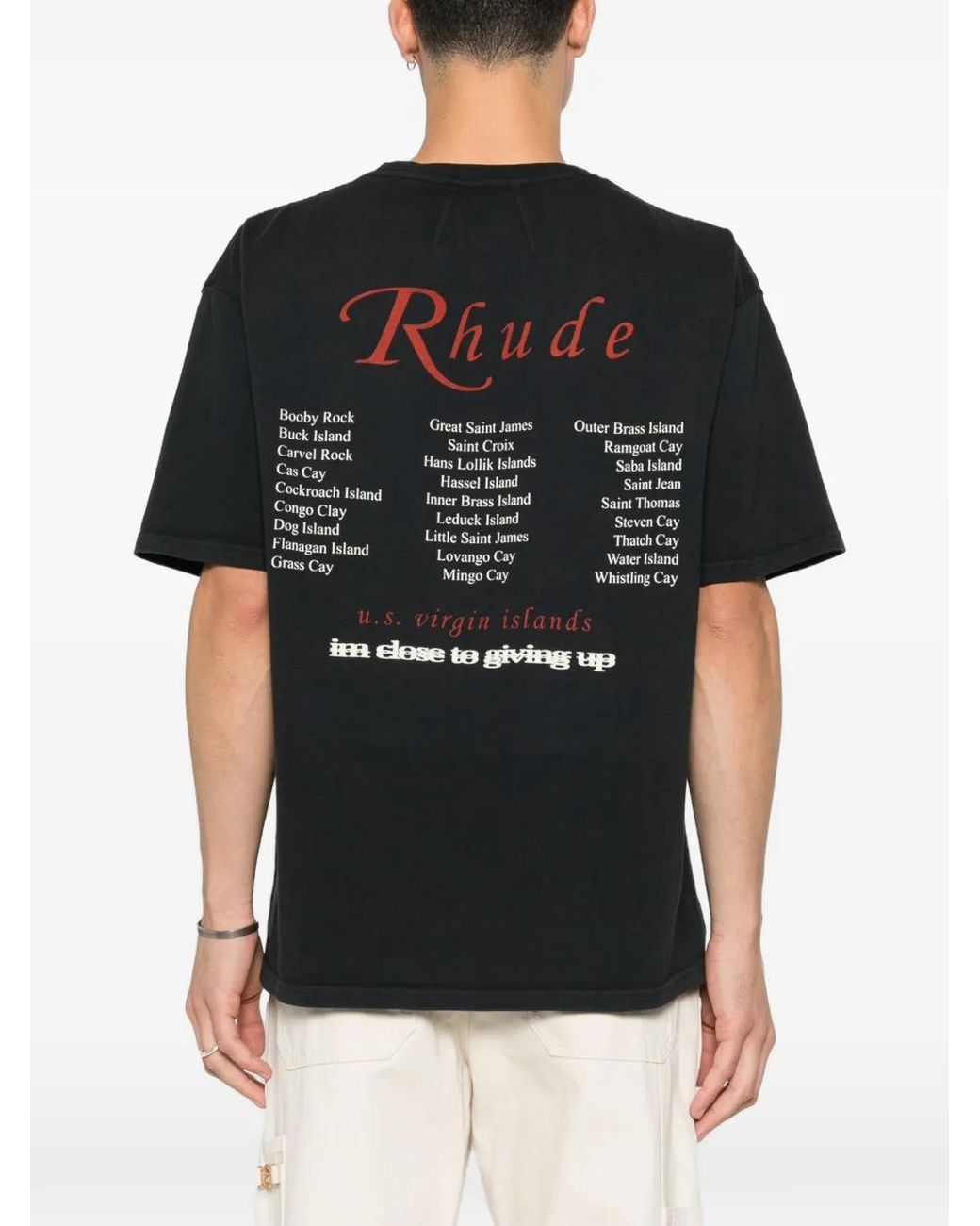 Rhude Black Graphic-Print T-Shirt for men