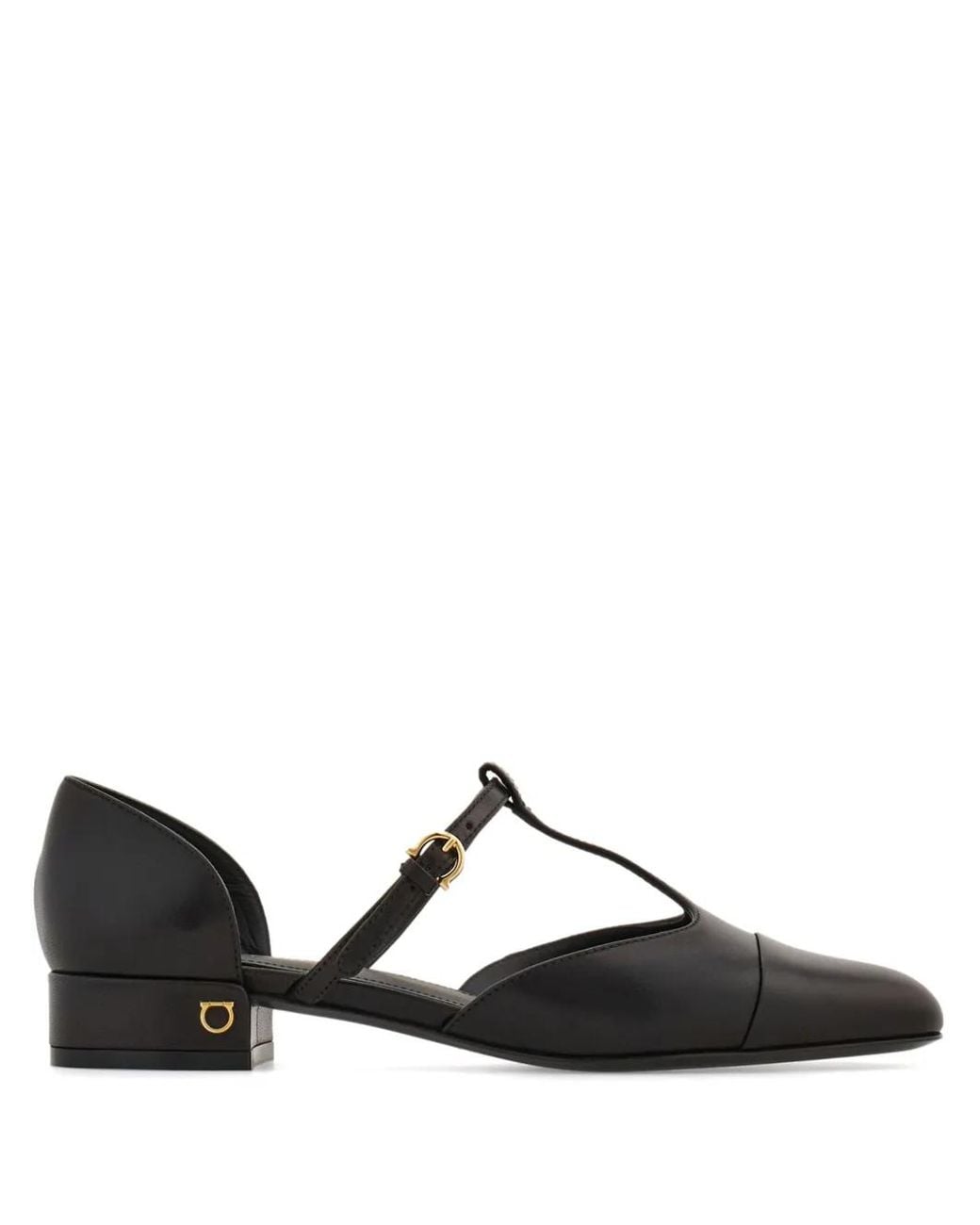 Ferragamo Black T-Strap Ballet Pumps
