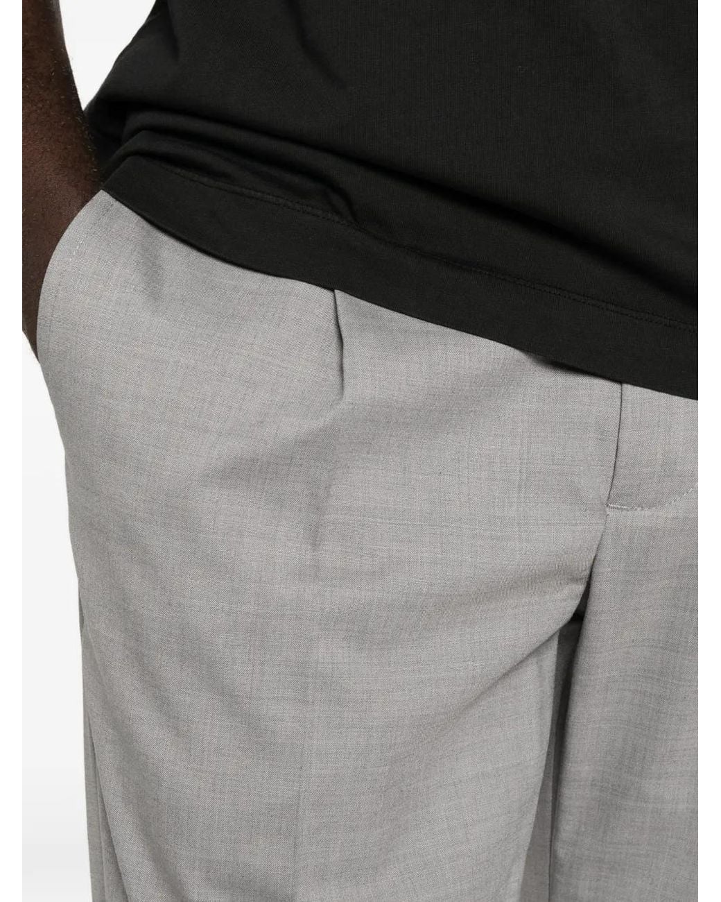 Entre Amis Gray Reno Belt-Loops Trousers for men