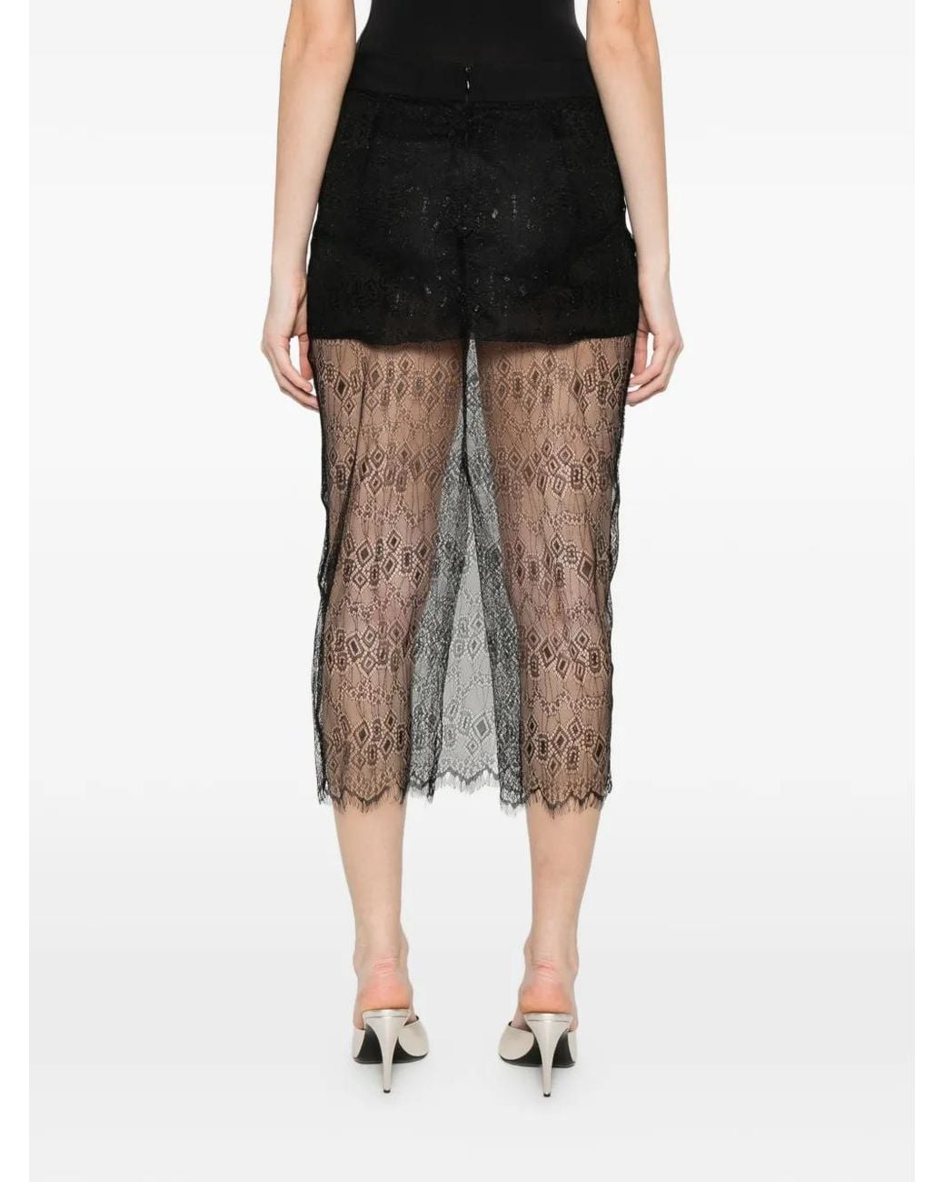 Frankie Shop Black Alrose Satin Midi Skirt