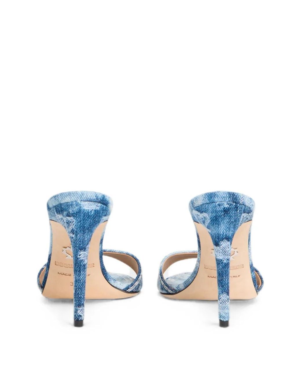 DSquared² Blue D2 Monogram Heeled Mules
