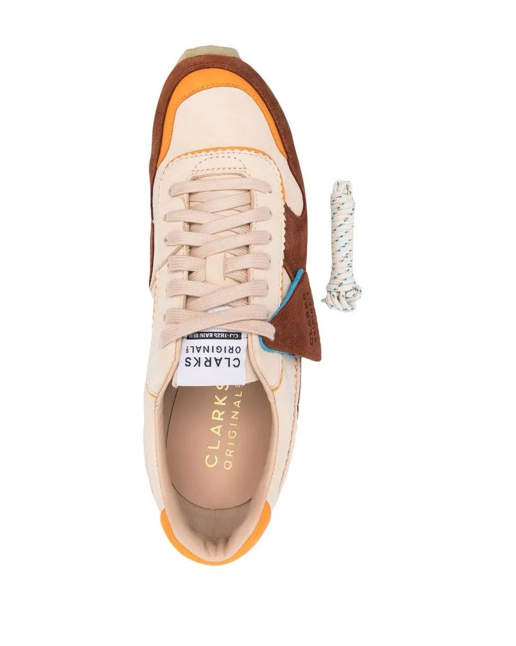 Clarks Brown Colour-Block Panelled Low-Top Sneakers for men