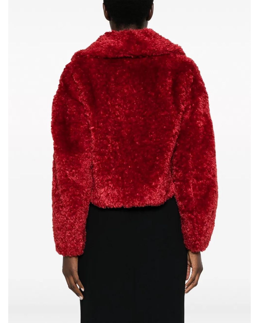 Herno Red Faux-Fur Cropped Jacket