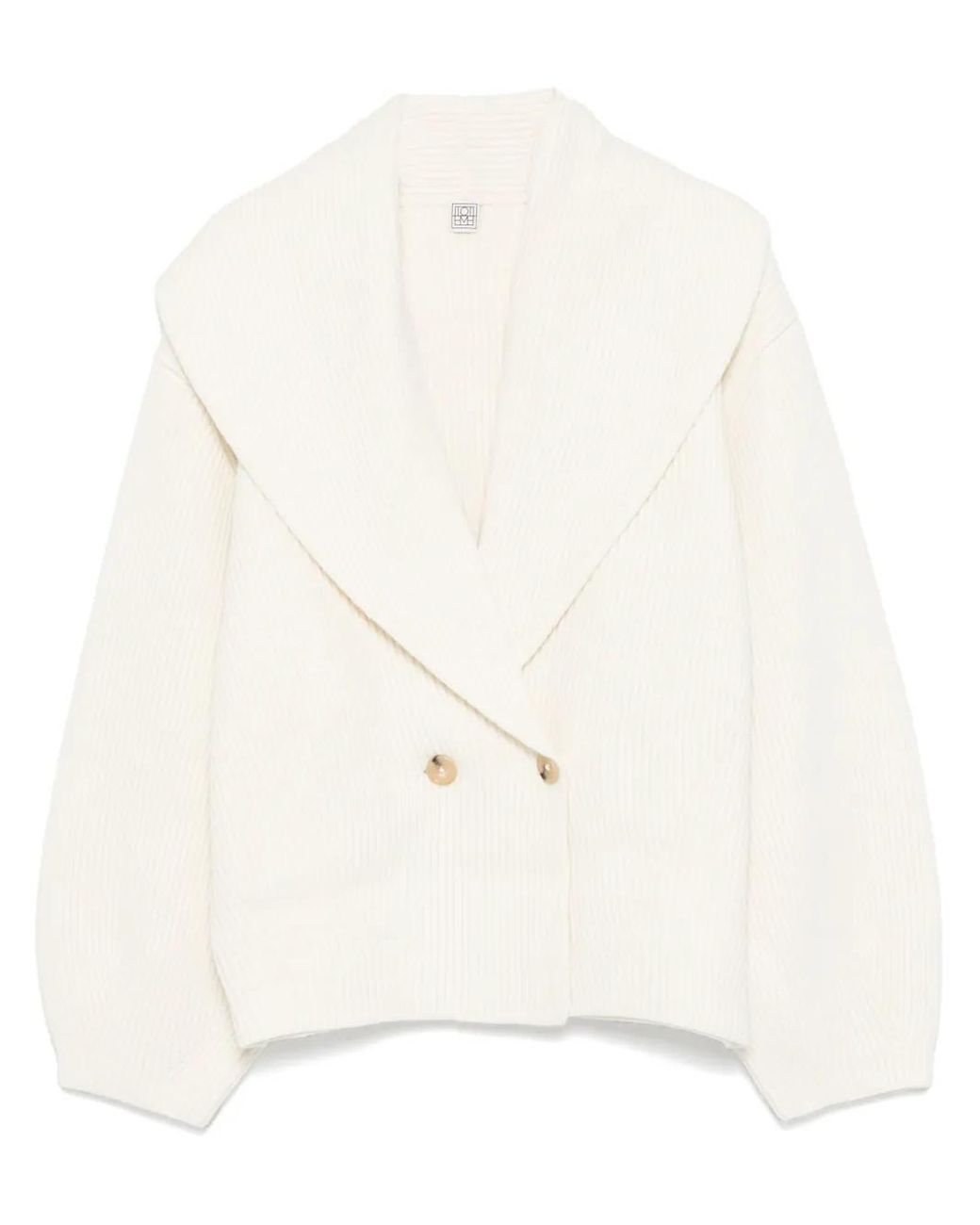 Totême White Shawl-Lapel Cardigan