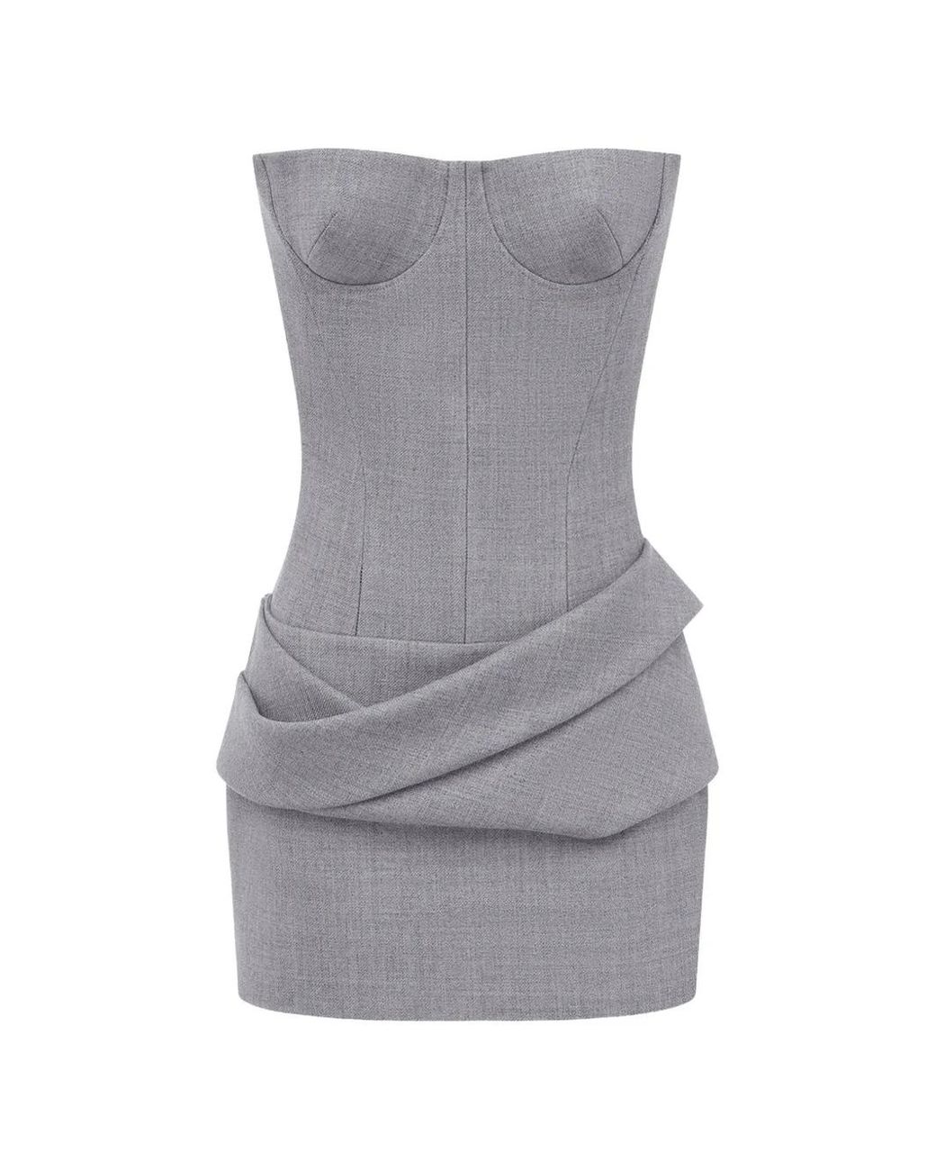 Alex Perry Gray Cupped Draped Mini Dress